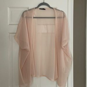 Plus size sheer kimono open top